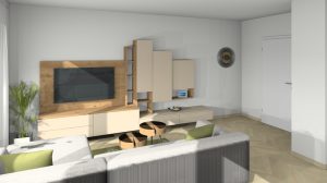 Wohnzimmer mit TV-Wand