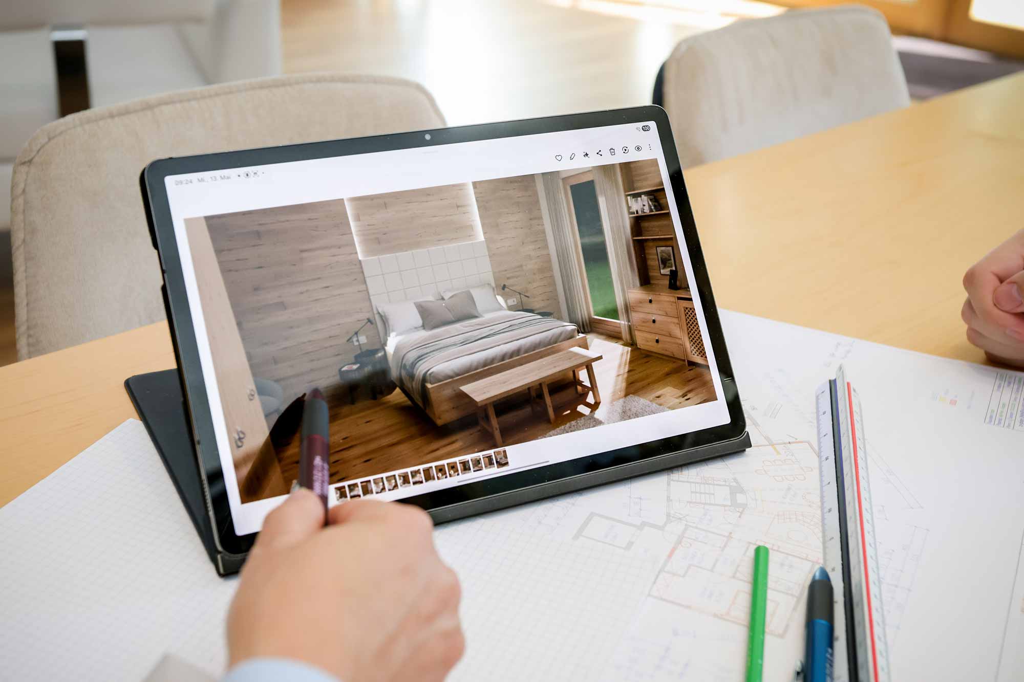 Fotorealistisches 3D-Rendering eines Raums zur Visualisierung der geplanten Inneneinrichtung