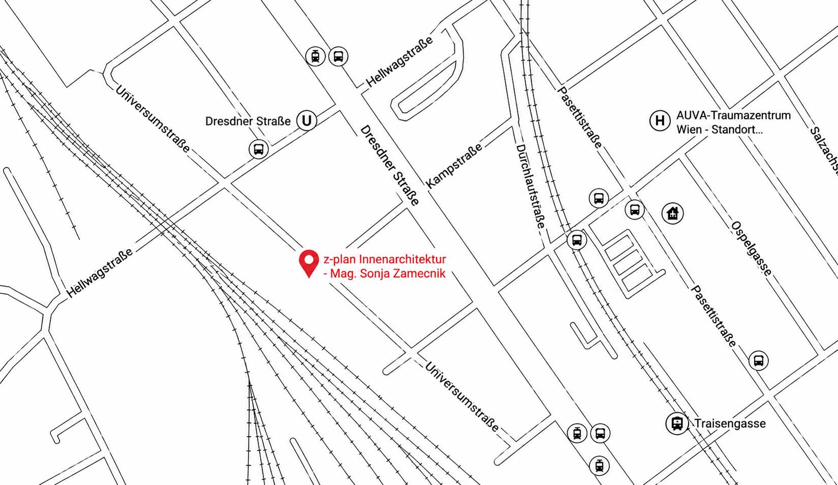 Anfahrtsplan zu Z-Plan Innerarchitektur in Wien